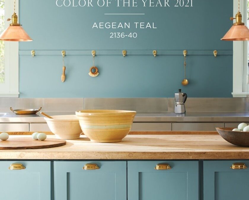 Aegean Teal, a versatile blue-green color with soothing qualities chosen as “color of the year”